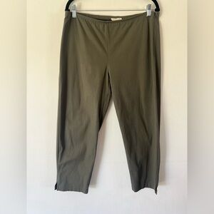 Eileen Fisher Army Green Organic Cotton Stretchy Cropped Pants Size Petite Large